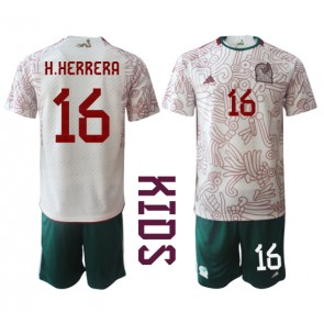 Mexiko Hector Herrera #16 kläder Barn VM 2022 Bortatröja Kortärmad (+ korta byxor)